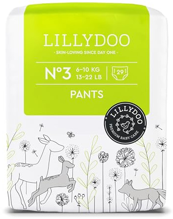 LILLYDOO Baby Windeln Pants - Größe 3 (6+ kg), 29 Höschenwindeln, Sicherer Auslaufschutz - Hautfreundlich, Weich & Ohne Lotionen für empfindliche Haut, Dermatologisch getestet