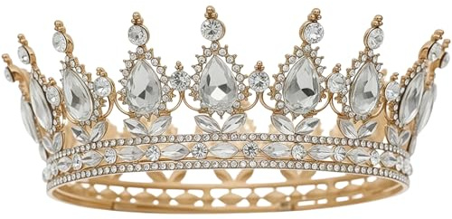 DmDoyy Couronne Baroque En Cristal, Diadème Rond, Pour Carnaval, Mariage, Bal, Anniversaire, Concours De Beauté, Fête - Accessoires Pour Cheveux