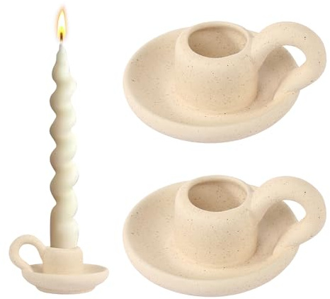 2 unidades de candelabros de cerámica con mango moderno para dormitorio, salón, decoración de mesa