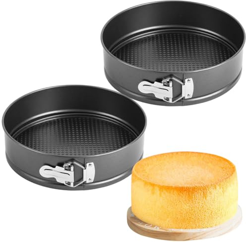 Penbinmall 2 stycken fjäderform, rund Ø 14 cm, kakform, bakform med non-stick-beläggning, kakform med platt botten, små kakformar med platt botten för bakning, svart