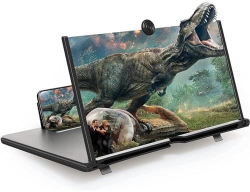 Ninevi Lente di ingrandimento per schermo del telefono, 16 pollici, schermo di ingrandimento 3D HD, per smartphone e film, compatibile con tutti gli smartphone (nero)