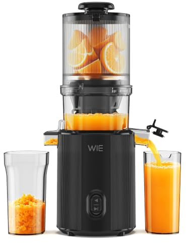 WIE Extracteur de Jus Slow Juicer Goulotte Large 135 mm pour Fruits et Légumes Entiers Moteur 300W Grande Capacité 2.6 L Presse à Froid Silencieuse