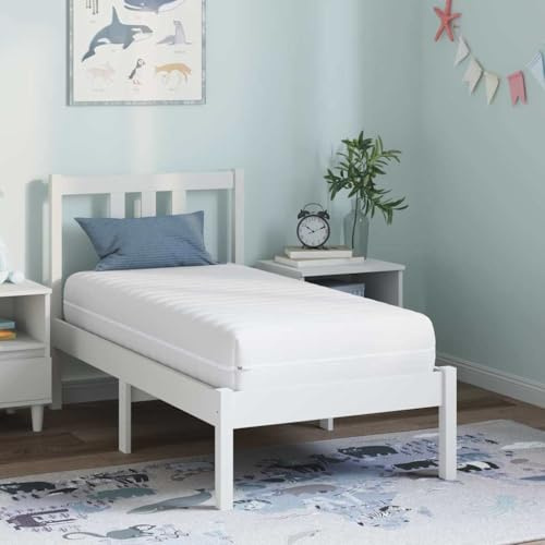 Vanitopaz Väska fjäderkärna madrass vit 70 x 140 cm kokosnötlager, skumkomfortzon, vändmadrass för sovrum, för rygglindring och lugn sömn