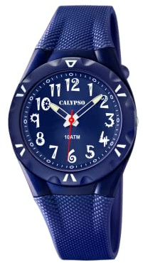 Calypso Kinder Analog Uhr Kautschuk Blau - Quarzwerk - Hochfestes Glas - Wasserdicht 10 ATM K6064/3 - Sweet Time