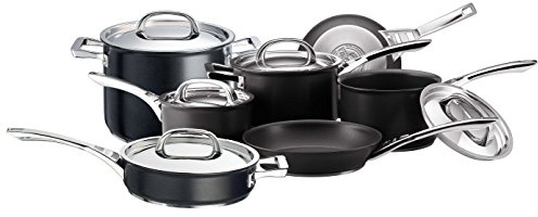 Circulon Infinite Induction Hob Pan Set - 7 Piece Non Stick Pots and Pans Set with Stainless Steel Lids & Handles, Premium Dishwasher Safe Cookware, Black