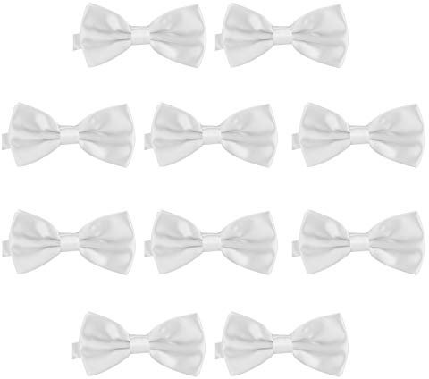 DonDon 10er Set Herren Fliege 12 x 6 cm gebunden und längenverstellbar weiß