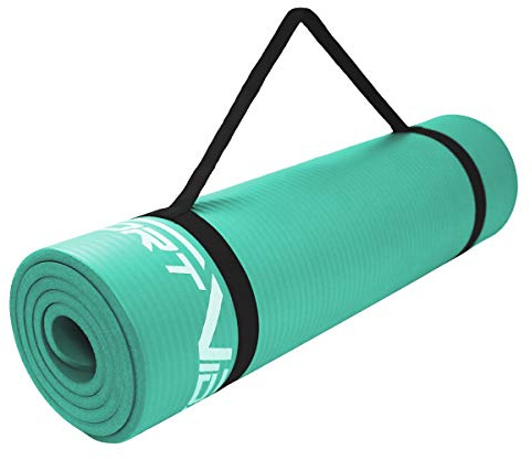 SportVida Tappetino da yoga antiscivolo extra spesso, tappetino da yoga con morbida schiuma, tappetino da yoga NBR – tappetino spesso per allenamento a casa con tracolla (180 x 60 x 1 cm, turchese)