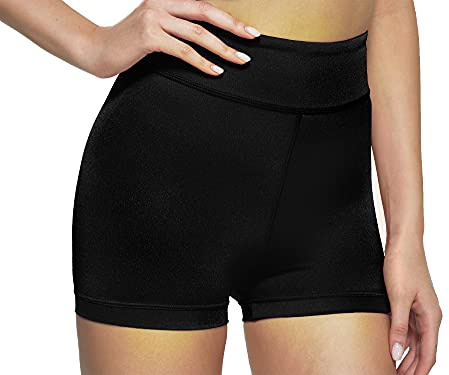 Swdarz Black Dance Gymnastics Shorts for Girls Size8 Tumbling Volleyball Cheer Ballet Spandex Biker 8-9Y