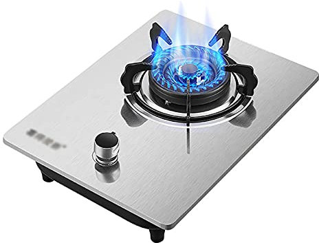 IBOWZ Piano Cottura a Gas Fornello a Gas Singolo da 32 cm fornello a Gas, fornello con FFD e Supporti per pentole in ghisa, per Cucina Domestica da banco/fornello Singolo Incorporato [Classe di EF