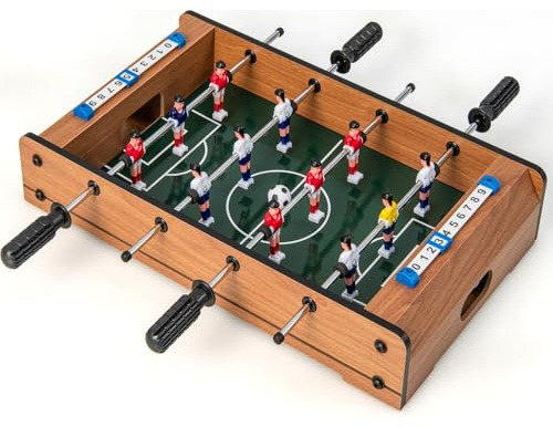 COSTWAY Mini Calcio Balilla, Calcetto da Tavolo Salvaspazio con Maniglie 2 Palloni, Segnapunti, Biliardino per Bambini e Adulti, Feste e Casa, 51 x 30,5 x 9 cm