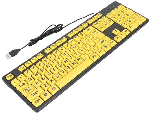 Clavier D'ordinateur à Gros Caractères USB Filaire 104 Touches, Clavier surdimensionné à Grandes Lettres pour Les Personnes à Faible Vision, Les Personnes