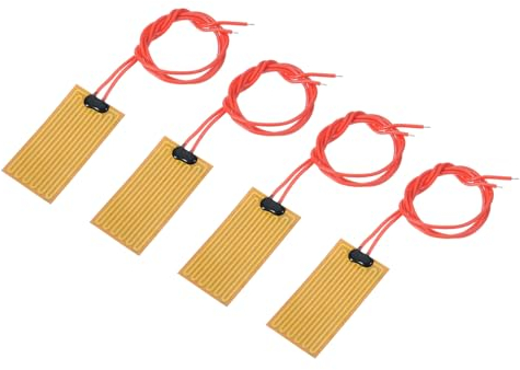 sourcing map Plaque Chauffante en Film Chauffant, 12V 7W Coussin Chauffant en Polyimide Adhésif, Film Chauffant de 50mmx25mm pour Température Constante, Lot de 4