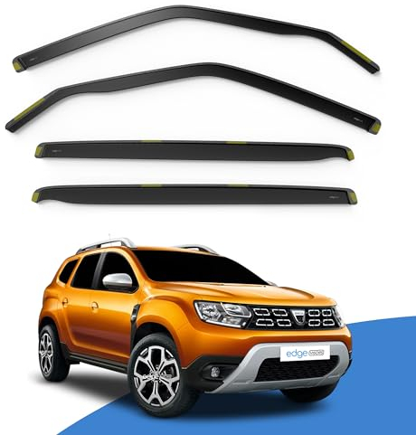 EdgeVisors Wind Deflectors | Fits: DACIA Duster MK2 (2018-2024) 5 Door SUV 4pc Set | In-Channel Rain Guards for Wind, Rain & Sun Protection, Easy Installation - Tinted