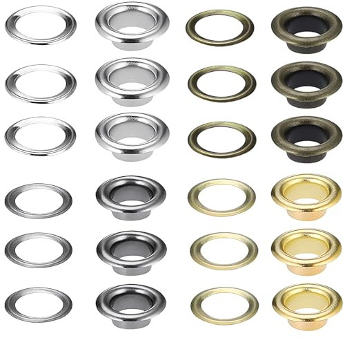JXPXJMY 160 PCS Grommet Eyelet Kit, 8mm Brass Eyelet Rivets for DIY Leather Crafts and Fabric (Installation Tools Not Included), 4 Colors (Gold/Silver/Bronze/Gloss Black)