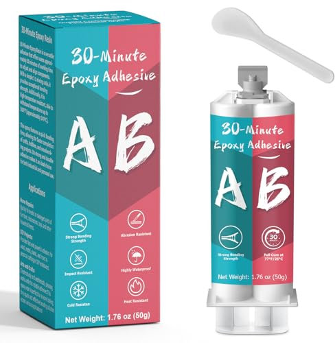 30 minutes de colle époxy 50 ml, colle époxy 2K, transparente, 2 composants, extra forte et sceller le métal, le plastique, le bois, le verre, la céramique