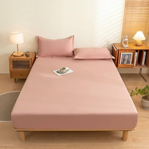 AMDXD Betttuch 90x200cm Dekorativ, Spannbettlaken Gesteppt Einfarbig Staubiges Rosa Matratzenschutz, Baumwolle Tagesdecke für Boxspringbett & Wasserbett