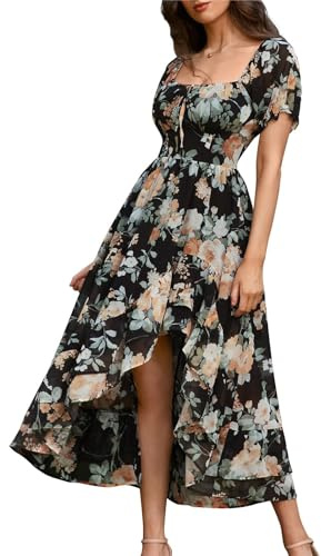 SCARLET DARKNESS Womens Summer Casual Maxi Dress UK Wedding Guest Milkmaid Long Dress Cocktail Party Beach Sundress for Ladies