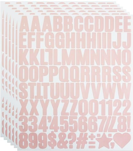 YJKEAI 1 Inch Small Vinyl Letters Number Stickers, 588 Pieces Self Adhesive Alphabet Sticker for Water Bottle, Notebook Decor, Scrapbook - Pink
