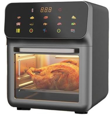 Luftfritteuse-Toaster, Kombi-Backofen, Luftfritteuse, 15 l Fassungsvermögen, Dörrgerät mit zwei Ebenen, zum Backen von Fleisch, Hühnchen, Pizza