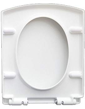Sedile WC Quadrato Bianco con Chiusura Ammortizzata a sgancio rapido, Bordi squadrati, Fissaggio dall'alto, Design Facile da Pulire per Bagno Moderno (B)