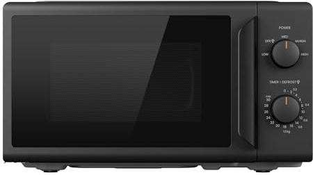 Comfee CMO-MP012ND(BK) Mikrowelle, 20L kompakt in Schwarz, 700W Mikrowelle klein mit 5 Leistungsstufen, Drehteller, Auftaufunktion für Singles, Studentenwohnheim & kleine Küchen