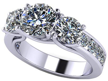 Nana 3 piedra pasado presente y futuro anillo con Swarovski Zirconia pendientes de 2,50 quilates de plata o de oro de 10 K
