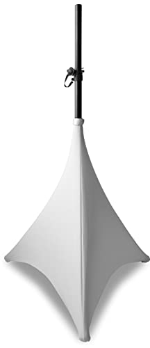BeamZ LSS07W - Abdeckung für Lautsprecherständer in Weiß, 70 cm, Lycra Stretch Cover für Stative, Stativsegel, Husse für Stative, Dreibein Abdeckung, Stativ Bezug, Party, DJ, Gastro, Events