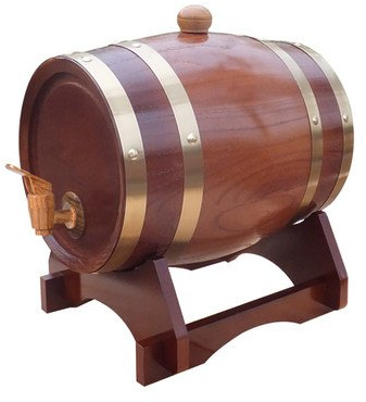 Barril de madera de roble para almacenamiento o envejecimiento de vino y licores, de 1,5 a 20 l, Chocalate Color, 5 L