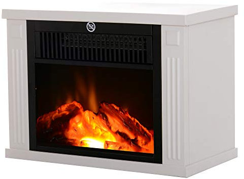 HOMCOM Cheminée électrique poêle Style Contemporain Thermostat 600-1200 W Blanc