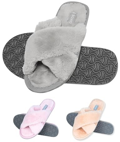 soxo Peluche Zapatillas De Casa Mujer Cómodas Pantuflas Verano Invierno Babuchas Women Slippers 37/38 Gris