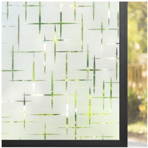 rabbitgoo Pellicola Adesiva per Vetri con Motivo a Stelle 44.5x300cm, Pellicola Per Vetri Finestre Privacy Statica, Anti-UV, Vetrofanie per Finestre Satinata Decorativo Per Cucina Balcone Ufficio