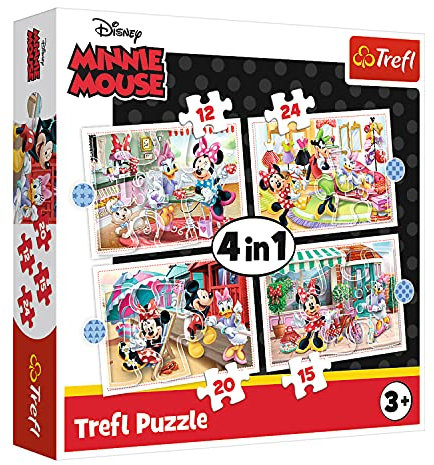 Trefl, Puzzle, Minnie mit Freunden, von 12 bis 24 Teilen, 4 Sets, für Kinder ab 3 Jahren, TR34355, mehrfarbig