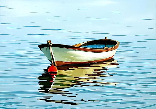 Wesmilewallpaper Papier Peint Panoramique 3D Peinture À L'Huile D'Art Simple De Bateau En Bois De Mer Papiers Peints Intissé Tapisserie Murales Poster 200x140cm