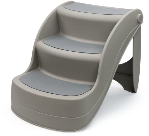 KCT Folding Portable Pet Steps Grey Lightweight Ladder - Suitable for Dogs, Cats and small animals