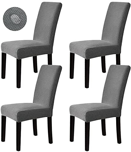 Dubest Dining Chair Covers Set of 4 Stretch Slipcovers Spandex Seat Covers Washable Chair Cover Protector for Wedding Kitchen Dining Room Office Home Hotel Banquet Ceremony Decoration(Grey)