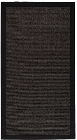 casa pura Sisal Teppich schwarz - Wohnzimmer, Schlafzimmer, Küche, Esszimmer - Dunkelbraun, ideal für Katzen - rutschfest, waschbar per Hand - Kurzflor Teppich mit Bordüre, 200 x 290 cm