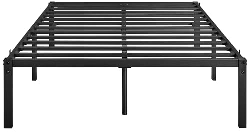 Yaheetech 41cm Double Bed Frame Metal 4ft6 Solid Double Platform Bed with Heavy Duty Steel Slat Support/Non-slip Mattress Foundation/No Box Spring Needed/Under-bed Storage/Esay Assembly/Black