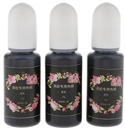 3 piezas de resina epoxi UV colorante colorante líquido pigmento material negro, 3 piezas