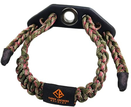 550 Paracord Bow Wrist Sling - Compound Bow Stabilizer & Hand Loop Carrier for Bow Hunting - Adjustable Wrist Strap with Durable Leather Yoke, Strong Metal Grommets - Archery Accessories & Gear