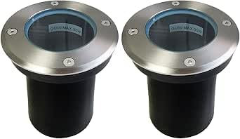 EBION 2 Stück Bodenstrahler Bodenleuchten Außen GU10,Bodeneinbaustrahler Wasserdicht, Terassenbeleuchtungen Aussen, Gartenbeleuchtung Mit Strom (ohne Leuchtmittel), Edelstahl und Schwarz