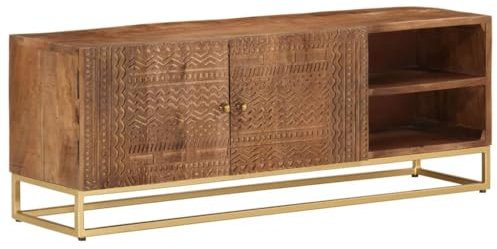 LLEZKBR Gabinetes y estantes de almacenamiento de medios de almacenamiento, mueble para TV, 110 x 30 x 40 cm, madera maciza, mango y hierro