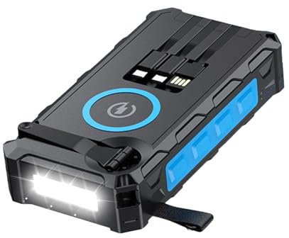 Portable Solar Power Bank with Hand Crank - 20000mAh Fast Charging, 6-Device Output, IPX66 Waterproof - Suits Camping, Backpacking, Use