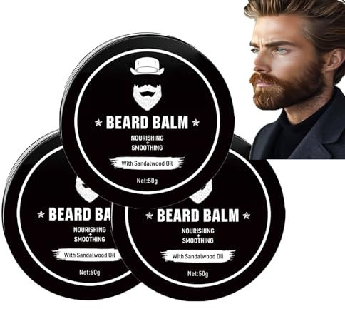 Männer Rasiercreme 50g, Men's Beard Cream, Natürliche Bartpflege Wachs Leave-in Bart Conditioner, für Eine Schützende, Glatte and Feuchtigkeitsspendende Rasiererfahrung (150g, 3)