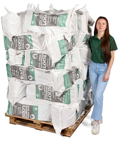Kiln Dried Hardwood Logs - Jumbo 60 Litre Sack (approx 18kg) Perfect for Log Burners, Wood Stoves Open fires, Fire Pits and Pizza Ovens - Woodsure Approved (Pallet of 36 Sacks)
