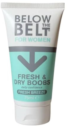 Below The Belt Fresh and Dry Boobs, Under Breast Sweat Care Cream with Fresh Breeze Scent, Under-Bust Anti-Sweat and Anti-Chafing Formula, Talc Free - 75ml