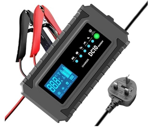 Invertitore Potenza Caricabatterie Per Auto Intelligenti Da 10 A, Caricabatteria Per Auto Da 12 V E 24 V, Caricabatteria Di Mantenimento Per Batterie Al Piombo-acido Inverter(UK plug)