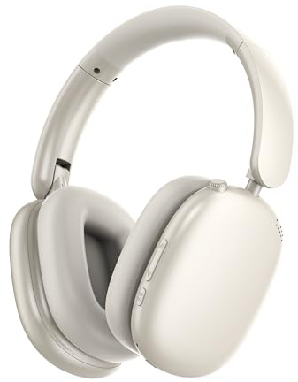 MOXYOY Wireless Headphones, Headphones 5.3 Bluetooth with Microphones, 65H Playtime Hi-Res Audio,Foldable Comfortable Breathable Soft Earpads for iOS Android PC, Starlight