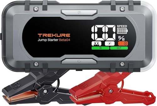 8000A Car Battery Jump Starter, Battery Jumper Starter Portable (All Gas/12L Diesel), 27000mAh 65W Charging Jump Box, Portable Car Jump Starter with 160W DC, 600LM Light, Extended Jumper Cables