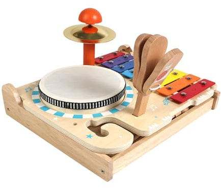 Jiuvaso Tambour éducatif pour Enfants, Instrument de Percussion en Bois pour Les 3 à 6 Ans - Idée Cadeau pour Les fêtes, Style A
