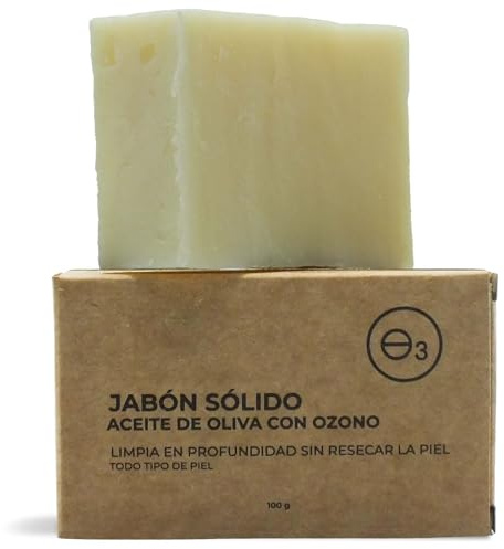 OZONO D'OR - Jabón de Manos y Cuerpo 100% Natural Ecológico con Ozono Exfoliante, Acti Acné, Antibacteriano y Antifúngico | Jabón Facial Artesanos para Piel Grasa, Sensible o Atópica | 100 g